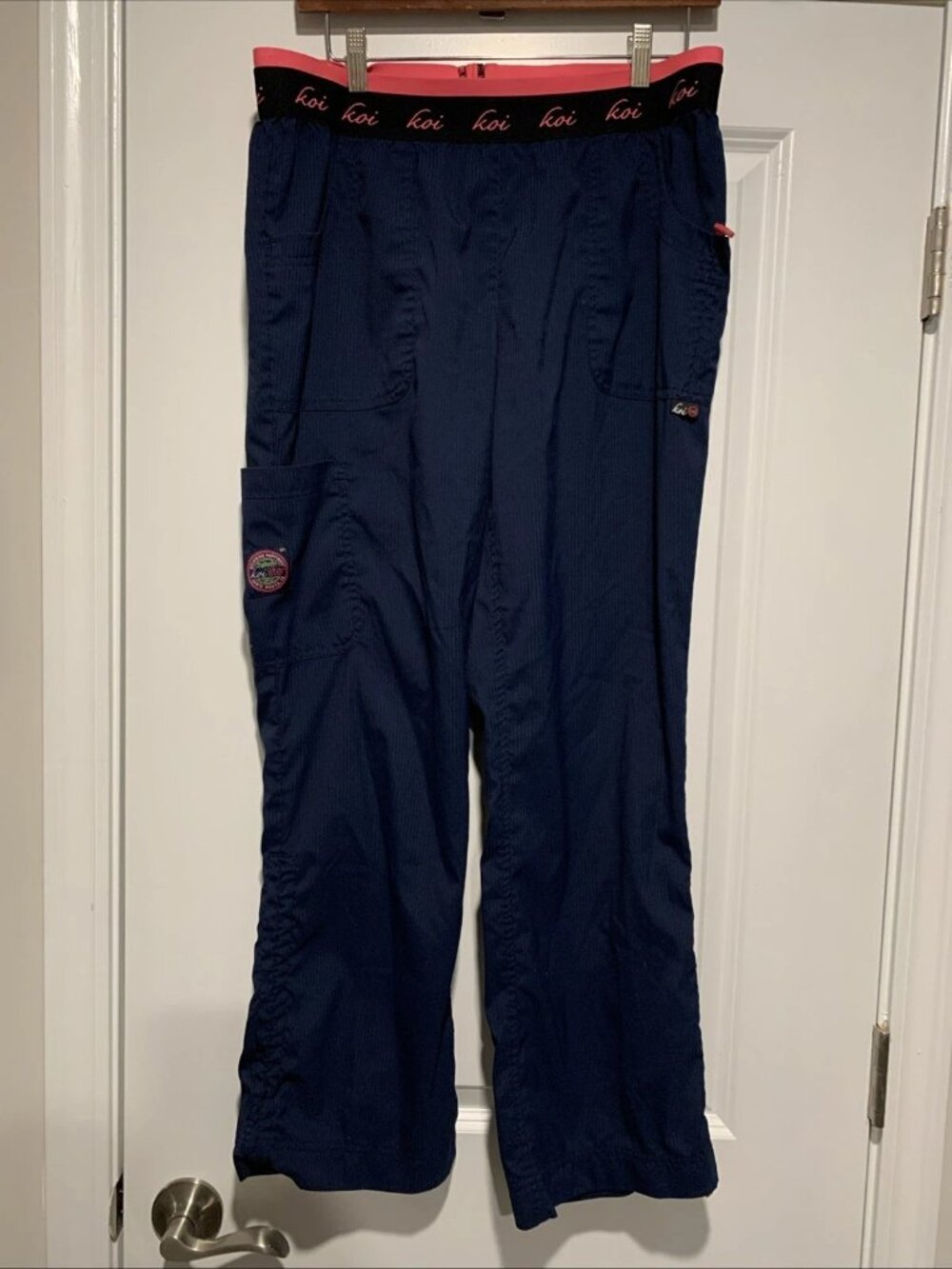 Koi Lite Scrub Pants Navy Blue Medium Petite Slim Fit Mechanical Stretch Women's